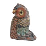 Polymer clay sculpture, 'Decorative Owl' (2.5 inch) - Colorful Polymer Clay Owl Sculpture (2.5 Inch) from Bali