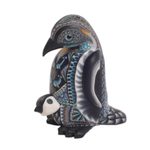 Polymer clay sculpture, 'Penguin Mother' (3 inch) - Handcrafted Polymer Clay Penguin Sculpture 3 Inch