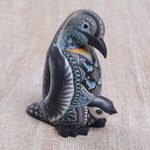 Polymer clay sculpture, 'Penguin Mother' (3 inch) - Handcrafted Polymer Clay Penguin Sculpture 3 Inch