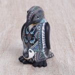 Polymer clay sculpture, 'Penguin Mother' (3 inch) - Handcrafted Polymer Clay Penguin Sculpture 3 Inch