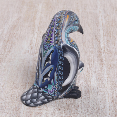 Polymer clay sculpture, 'Penguin Mother' (3 inch) - Handcrafted Polymer Clay Penguin Sculpture 3 Inch