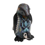Polymer clay sculpture, 'Penguin Mother' (3 inch) - Handcrafted Polymer Clay Penguin Sculpture 3 Inch