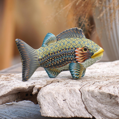 Handcrafted Polymer Clay Fish Sculpture (3.3 Inch) from Bali, 'Bali Fish