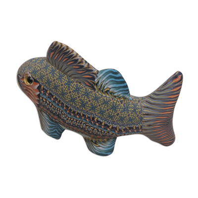 Polymer-Ton-Skulptur, (3,3 Zoll) - Handgefertigte Fischskulptur aus Polymerton (3,3 Zoll) aus Bali
