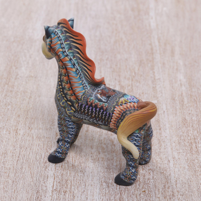 Polymer clay sculpture, 'Vibrant Horse' (3.3 inch) - Handcrafted Polymer Clay Horse Sculpture (3.3 Inch)