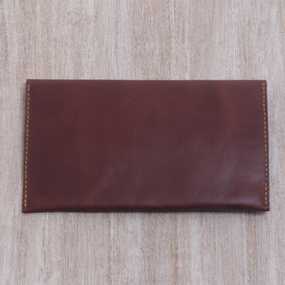 Clutch-Geldbörse aus Leder - Minimalistische Clutch-Geldbörse aus dunkelbraunem Leder
