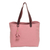 Leather tote bag, 'Balinese Abundance' - Large Indonesian Hand Crafted Pink Leather Tote Bag (image 2a) thumbail