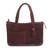 Leather tote bag, 'City Lines' - Handmade Dark Brown Leather Tote Shoulder Bag
