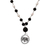 Cultured pearl and lava stone pendant necklace, 'Lotus Power' - Cultured Pearl and Lava Stone Pendant Necklace from Bali thumbail