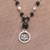 Cultured pearl and lava stone pendant necklace, 'Lotus Power' - Cultured Pearl and Lava Stone Pendant Necklace from Bali (image 2b) thumbail