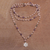 Rose quartz and amethyst long beaded pendant necklace, 'Unity in Meditation' - Floral Rose Quartz and Amethyst Pendant Necklace from Bali (image 2) thumbail