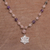 Rose quartz and amethyst long beaded pendant necklace, 'Unity in Meditation' - Floral Rose Quartz and Amethyst Pendant Necklace from Bali (image 2b) thumbail