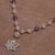 Rose quartz and amethyst long beaded pendant necklace, 'Unity in Meditation' - Floral Rose Quartz and Amethyst Pendant Necklace from Bali (image 2c) thumbail