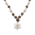 Labradorite and cultured pearl long beaded pendant necklace, 'Om in Bloom' - Labradorite and Cultured Pearl Om Necklace from Bali (image 2d) thumbail