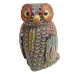 Polymer clay sculpture, 'Decorative Owl' (3.5 inch) - Colorful Polymer Clay Owl Sculpture (3.5 Inch) from Bali