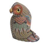 Polymer clay sculpture, 'Decorative Owl' (3.5 inch) - Colorful Polymer Clay Owl Sculpture (3.5 Inch) from Bali