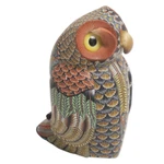 Polymer clay sculpture, 'Decorative Owl' (3.5 inch) - Colorful Polymer Clay Owl Sculpture (3.5 Inch) from Bali