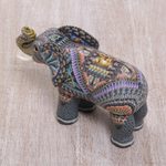 Polymer clay sculpture, 'Vibrant Elephant' - Handmade Polymer Clay Elephant Sculpture from Bali