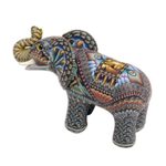 Polymer clay sculpture, 'Vibrant Elephant' - Handmade Polymer Clay Elephant Sculpture from Bali