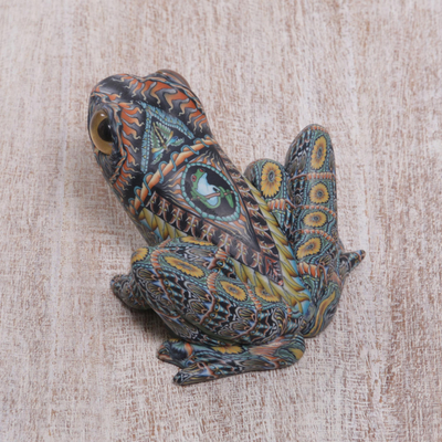 Escultura de arcilla polimérica, (2,8 pulgadas) - Escultura de rana de arcilla polimérica colorida (2,8 pulgadas) de Bali