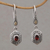 Gold accent garnet dangle earrings, 'Beacon Fire' - Handcrafted Bali Gold Accent Silver and Garnet Earrings (image 2) thumbail