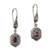 Gold accent garnet dangle earrings, 'Beacon Fire' - Handcrafted Bali Gold Accent Silver and Garnet Earrings thumbail