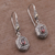 Gold accent garnet dangle earrings, 'Beacon Fire' - Handcrafted Bali Gold Accent Silver and Garnet Earrings (image 2d) thumbail