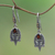 Gold accent garnet dangle earrings, 'Dewdrop Caress' - Balinese Sterling Silver and Garnet Gold Accent Earrings (image 2) thumbail