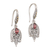 Gold accent garnet dangle earrings, 'Dewdrop Caress' - Balinese Sterling Silver and Garnet Gold Accent Earrings thumbail
