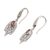 Gold accent garnet dangle earrings, 'Dewdrop Caress' - Balinese Sterling Silver and Garnet Gold Accent Earrings (image 2c) thumbail
