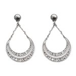Sterling silver dangle earrings, 'Buddha Crescents' - Sterling Silver Crescent Dangle Earrings from Bali