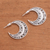 Sterling silver half-hoop earrings, 'Curling Crescents' - Sterling Silver Crescent Half-Hoop Earrings from Bali (image 2b) thumbail