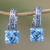 Blue topaz dangle earrings, 'Buddha Hoops' - Blue Topaz and Sterling Silver Dangle Earrings from Bali thumbail