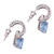 Blue topaz dangle earrings, 'Buddha Hoops' - Blue Topaz and Sterling Silver Dangle Earrings from Bali