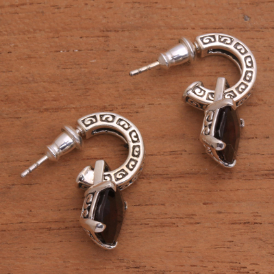 Granat-Ohrhänger - Ohrhänger aus Granat und Sterlingsilber aus Bali