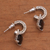 Garnet dangle earrings, 'Buddha Hoops' - Garnet and Sterling Silver Dangle Earrings from Bali (image 2b) thumbail