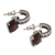 Garnet dangle earrings, 'Buddha Hoops' - Garnet and Sterling Silver Dangle Earrings from Bali (image 2c) thumbail