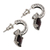 Garnet dangle earrings, 'Buddha Hoops' - Garnet and Sterling Silver Dangle Earrings from Bali (image 2e) thumbail