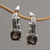 Smoky quartz dangle earrings, 'Buddha Hoops' - Smoky Quartz and Sterling Silver Dangle Earrings from Bali (image 2) thumbail