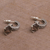 Smoky quartz dangle earrings, 'Buddha Hoops' - Smoky Quartz and Sterling Silver Dangle Earrings from Bali (image 2b) thumbail