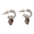 Smoky quartz dangle earrings, 'Buddha Hoops' - Smoky Quartz and Sterling Silver Dangle Earrings from Bali (image 2e) thumbail