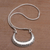 Sterling silver pendant necklace, 'Eden Crescent' - Floral Sterling Silver Crescent Necklace from Bali (image 2c) thumbail