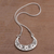 Sterling silver pendant necklace, 'Eden Crescent' - Floral Sterling Silver Crescent Necklace from Bali (image 2d) thumbail