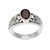 Garnet single stone ring, 'Petal Treasure' - Floral Natural Garnet Single Stone Ring from Bali
