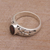 Garnet single stone ring, 'Petal Treasure' - Floral Natural Garnet Single Stone Ring from Bali (image 2c) thumbail