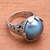 Cultured mabe pearl cocktail ring, 'Moonlight Bloom in Purple' - Purple Cultured Pearl Cocktail Ring from Bali (image 2) thumbail
