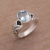 Blue topaz single stone ring, 'Grow On' - Faceted Oval Blue Topaz Single Stone Ring from Bali (image 2) thumbail