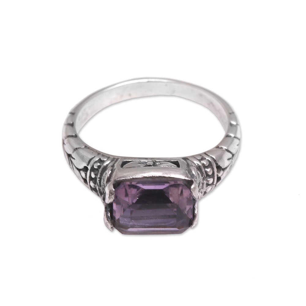 UNICEF Market | Faceted Purple Amethyst Single Stone Ring from Bali ...