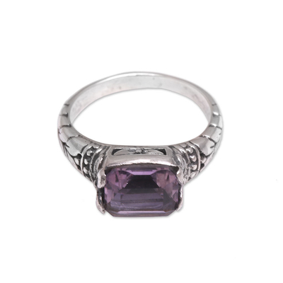 Unique Sterling Silver Amethyst Balinese Cocktail Ring