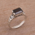 Garnet single stone ring, 'Padang Galak Beauty' - Garnet and Silver Floral Single Stone Ring from Bali (image 2) thumbail